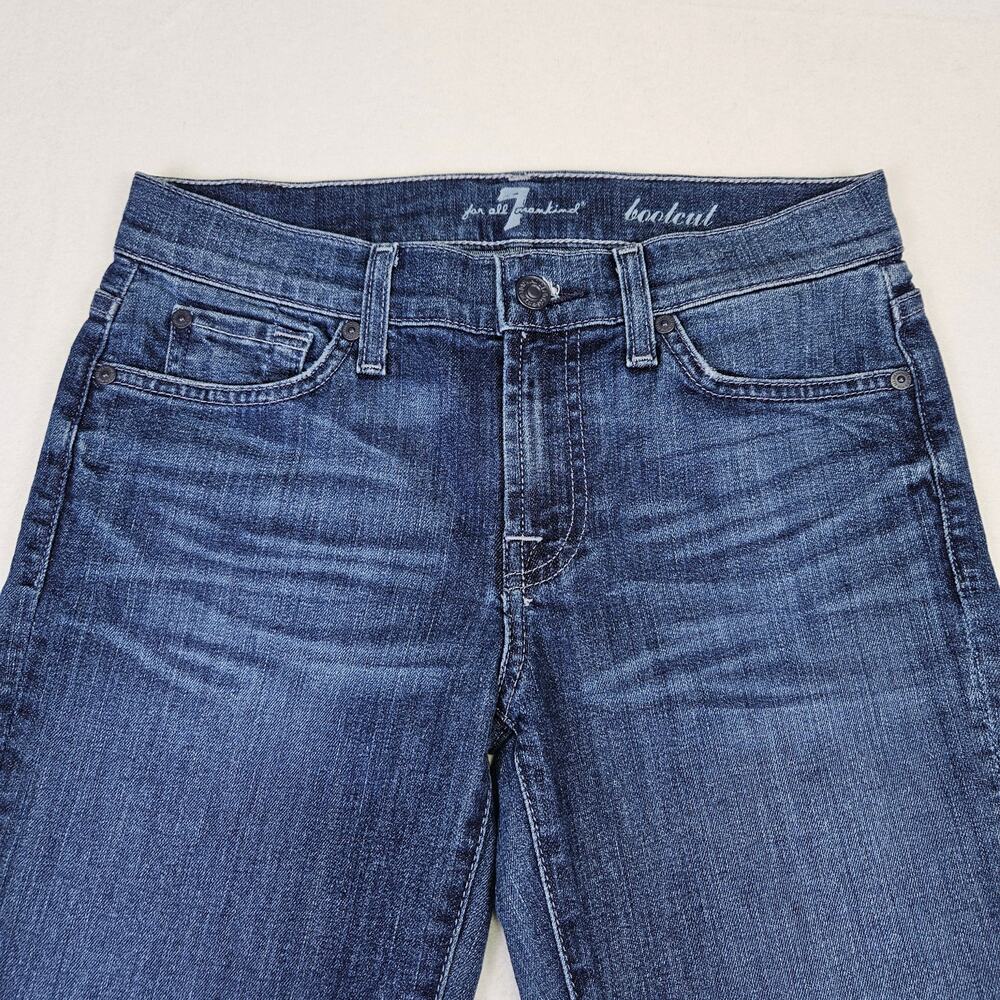 7 For All Mankind Bootcut Jeans Women Low Rise Stretch Denim Blue Western 27 - Picture 6 of 16